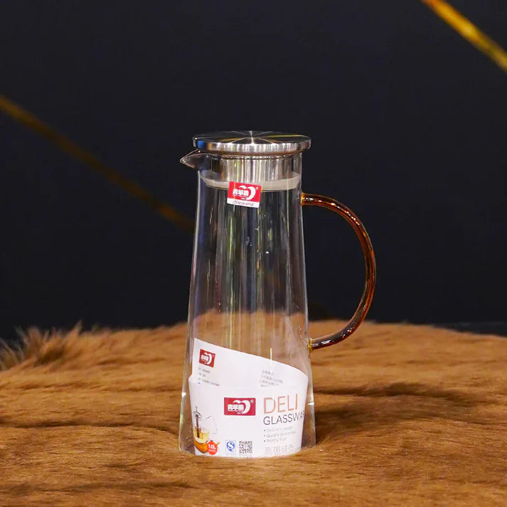 GLASS CUP AND PITCHER, 7 PCS" (which aligns with the 6 glasses + 1 jug in the image)